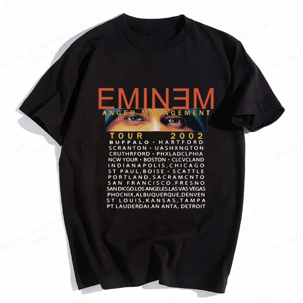 Eminem Printed Summer Short Sleeve T-shirt Men\'s and Women\'s Street Handsome T-shirts Pure Cotton Outdoor Social Casual Clothing