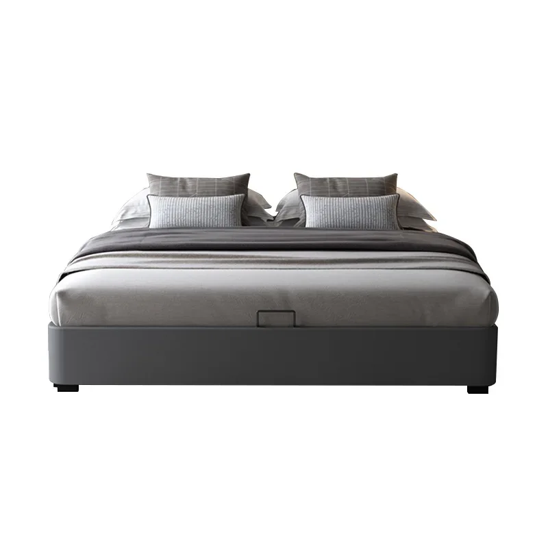 جلد محاكاة، حصير، سرير زفاف مزدوج بسيط وحديث من الشمال