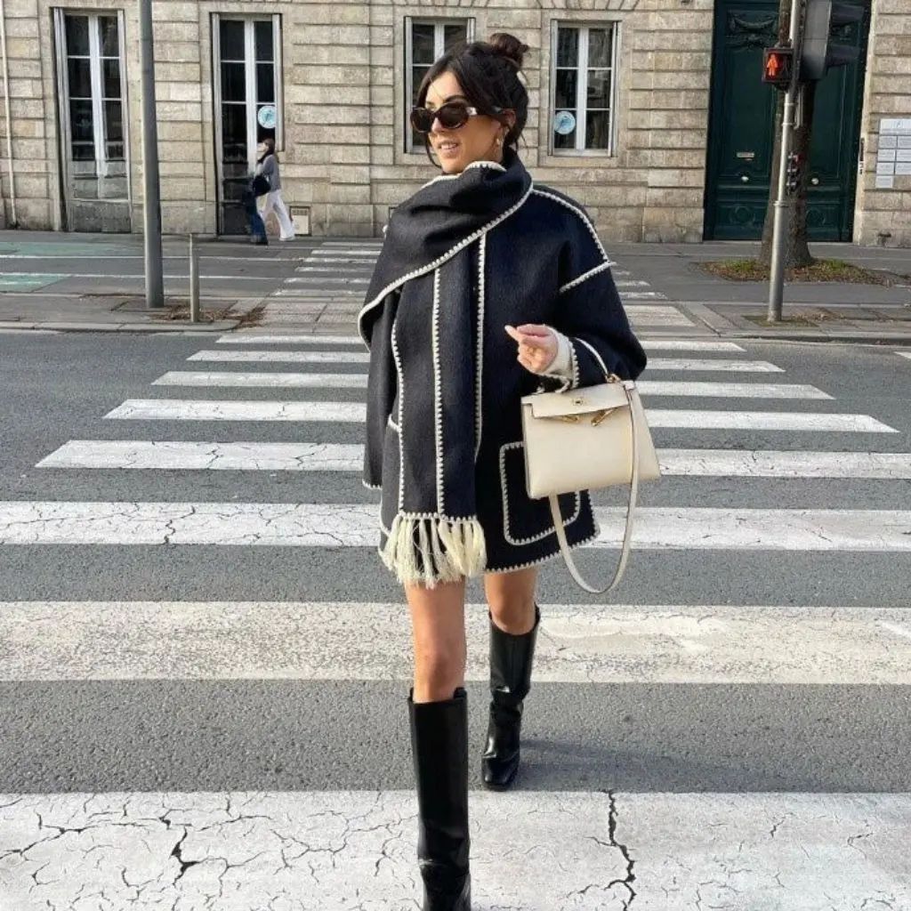 

Women's Fashion Woolen Coat Thickened Loose Style Autumn Winter New Collection European American Design