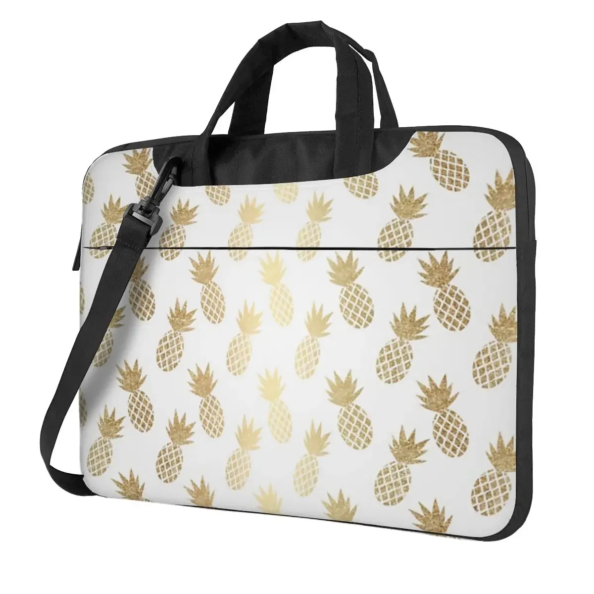 Gold Pineapple Pattern Crossbody Laptop Bag Case Computer Bag 13 14 15.6 Inch Notebook Pouch for Macbook Pro Lenovo