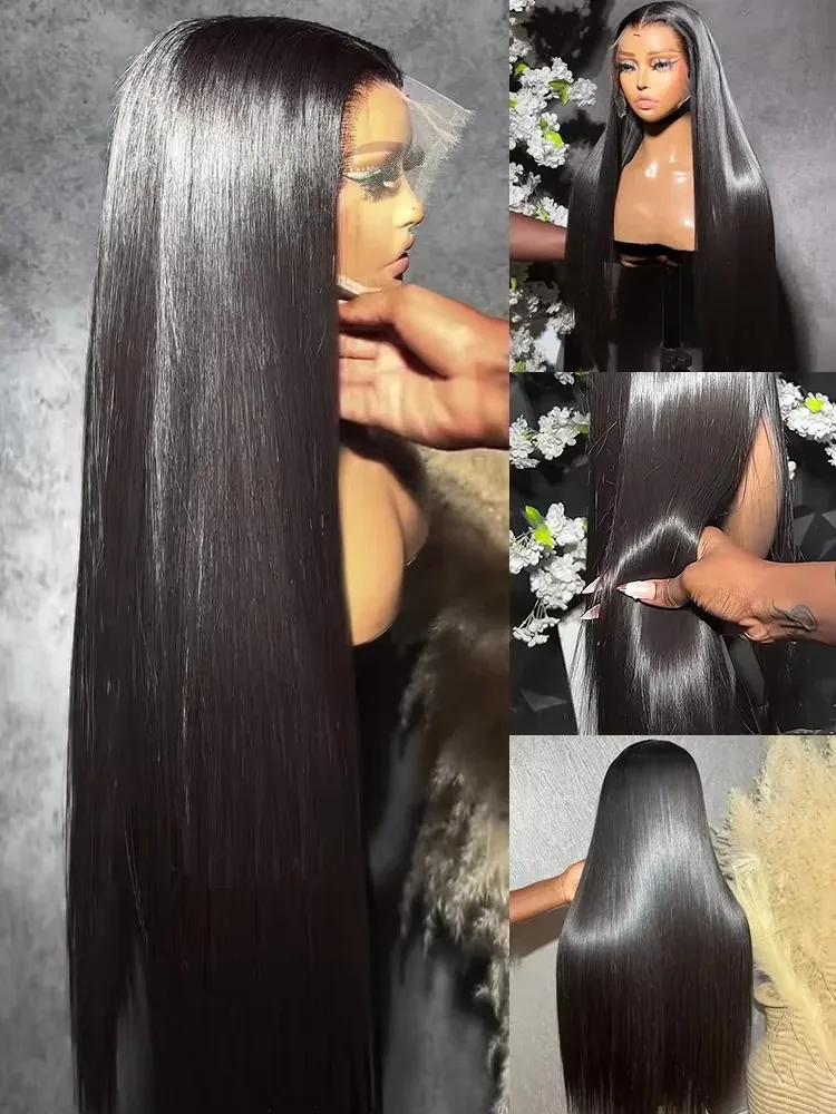 30 40-дюймовые прямые человеческие волосы 13x6 HD, кружевные фронтальные парики, бразильские 200, плотность 13x4, прозрачный парик фронта шнурка для женщин