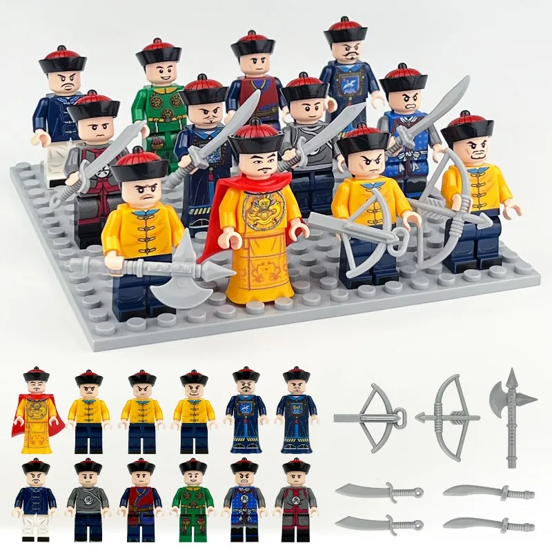 M8118 Ancient Chinese Soldiers Emperor Patrolling Minifigures Small Particles Children Building Block Toys