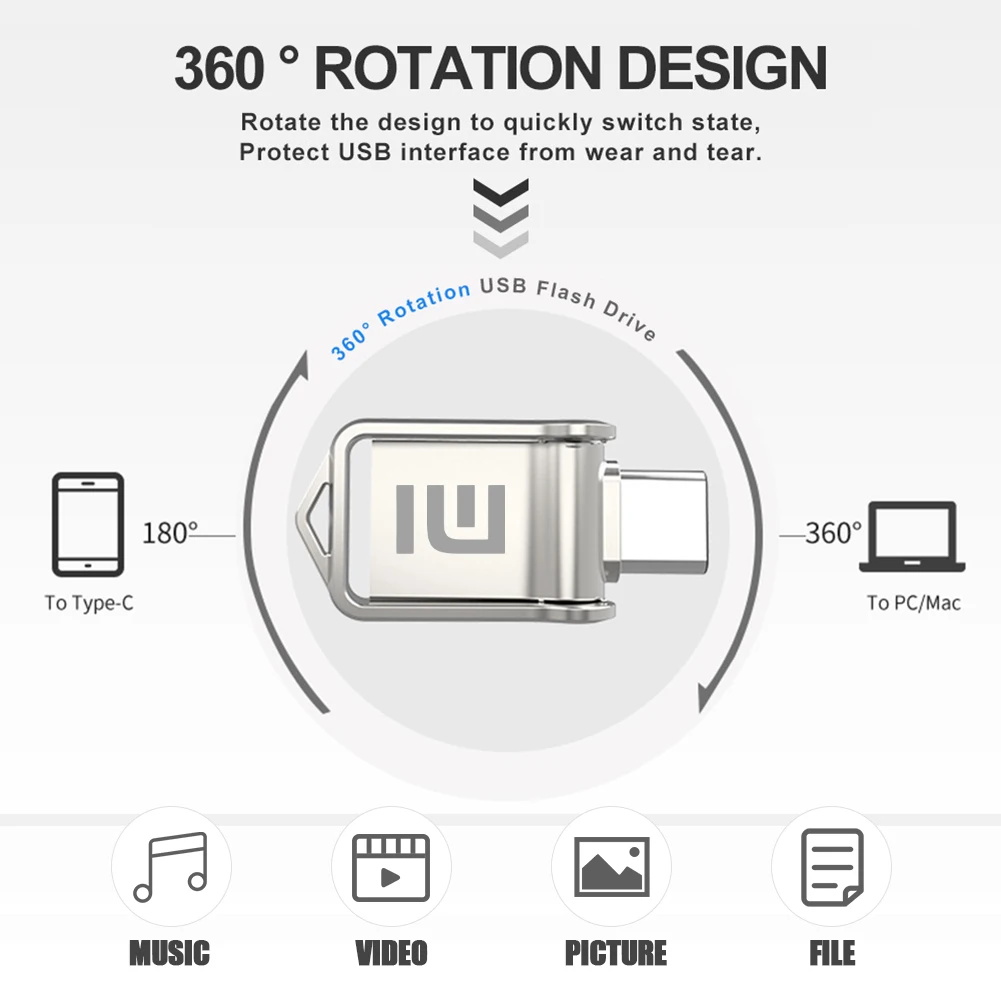 Xiaomi 2TB USB Flash Drive High Speed USB Transfer Type-c 2-In-1 Metal Flash OTG Pendrive Waterproof Pen Drive For Computer