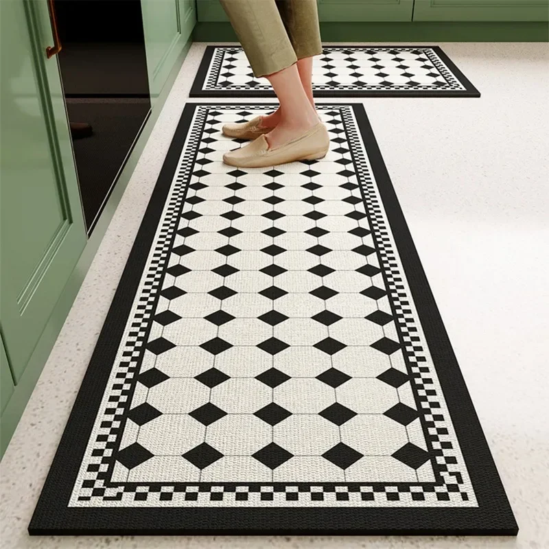 Kitchen Floor Mat Long Carpet Waterproof Pvc Leather Mats Non-slip Oil-proof Home Decoration Rug 주방바닥매트 주방 깔개 Alfombra De Cocina