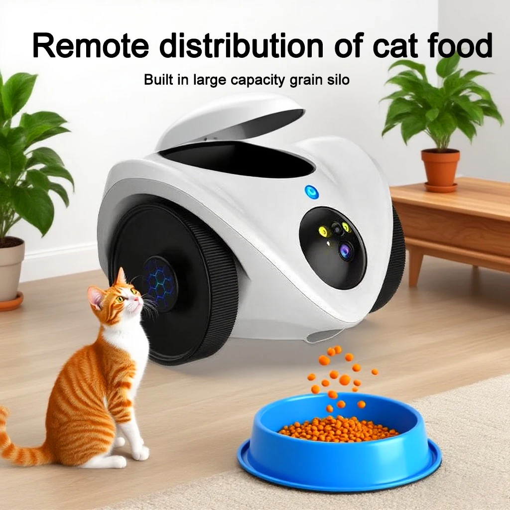 Kamera Hewan Peliharaan Mobile AIOOK HD 8MP 4K WIFI CCTV Lensa Ganda Pelacakan Penyimpanan Makanan Hewan Penglihatan Malam Berwarna Kamera Rumah Dua Arah V360 PRO