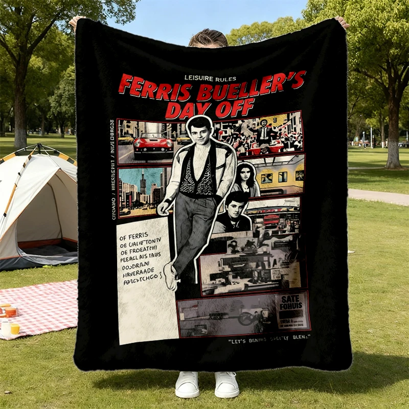 Ferris Bueller's Day Off Cozy Blanket, Vintage 1986 Movie Graphic Warm Blanket
