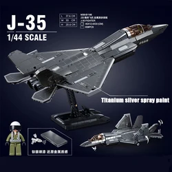 Military Invisible Carrier Based Plane J-35 Fighters Model Bricks Classic Batter Bomber Combat Aircraft Building Blocks Toy Gift