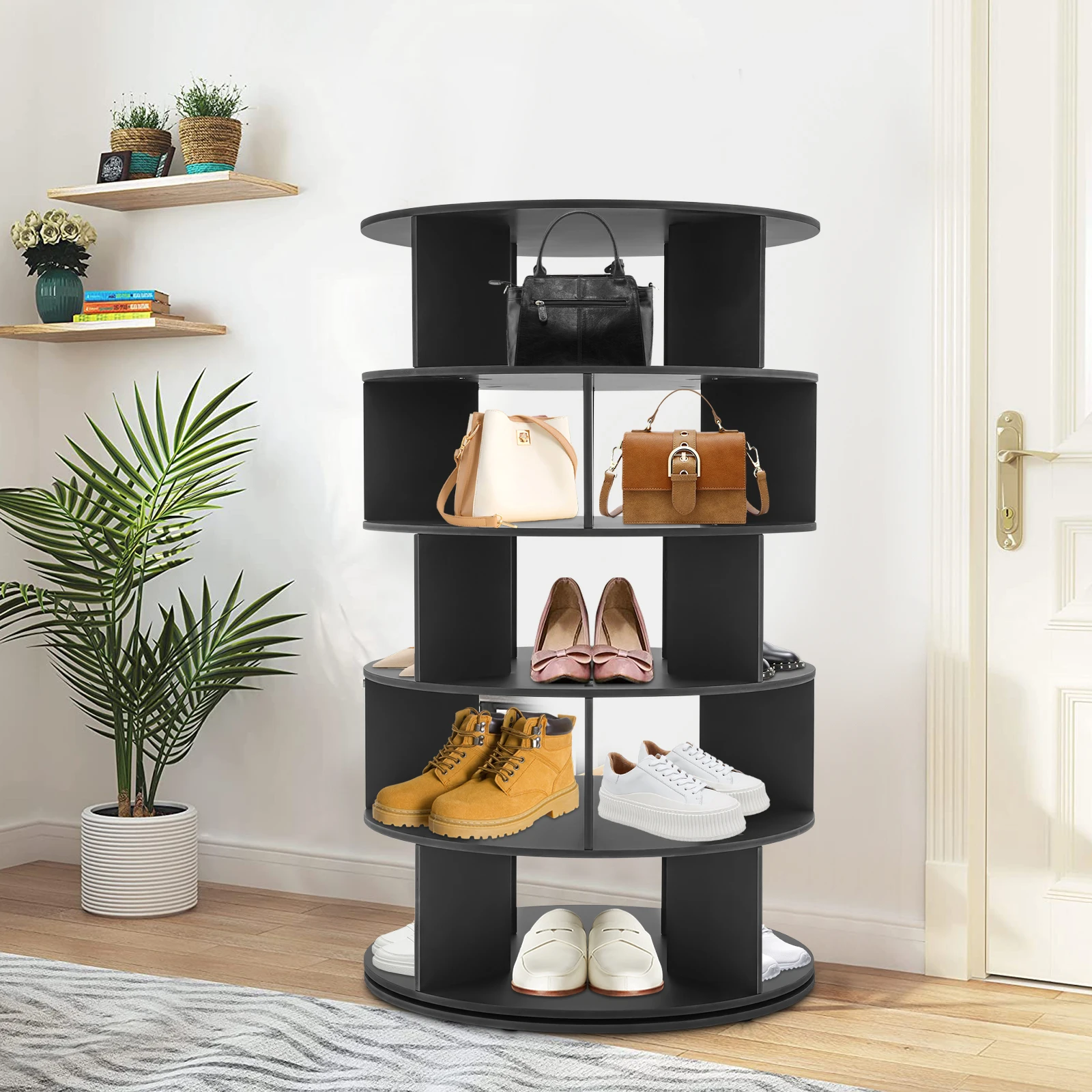 

5-Tier Rotating Shoe Rack Organizer, 20-Pair Capacity Freestanding Storage Tower for Entryway