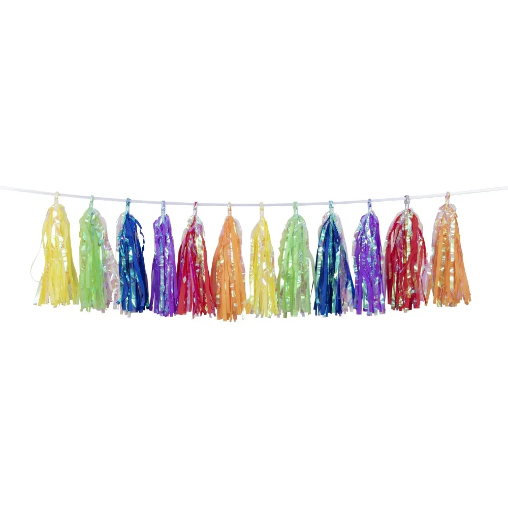 

Iridescent Multicolor Tassel Party Banner 9" x 12' by Way to Celebrate