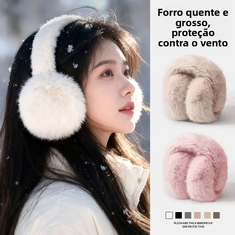 fashionable-plush-ear-muffs-women's-winter-warm-ear-protection-foldable-anti-freeze-windproof-ear-covers-for-students