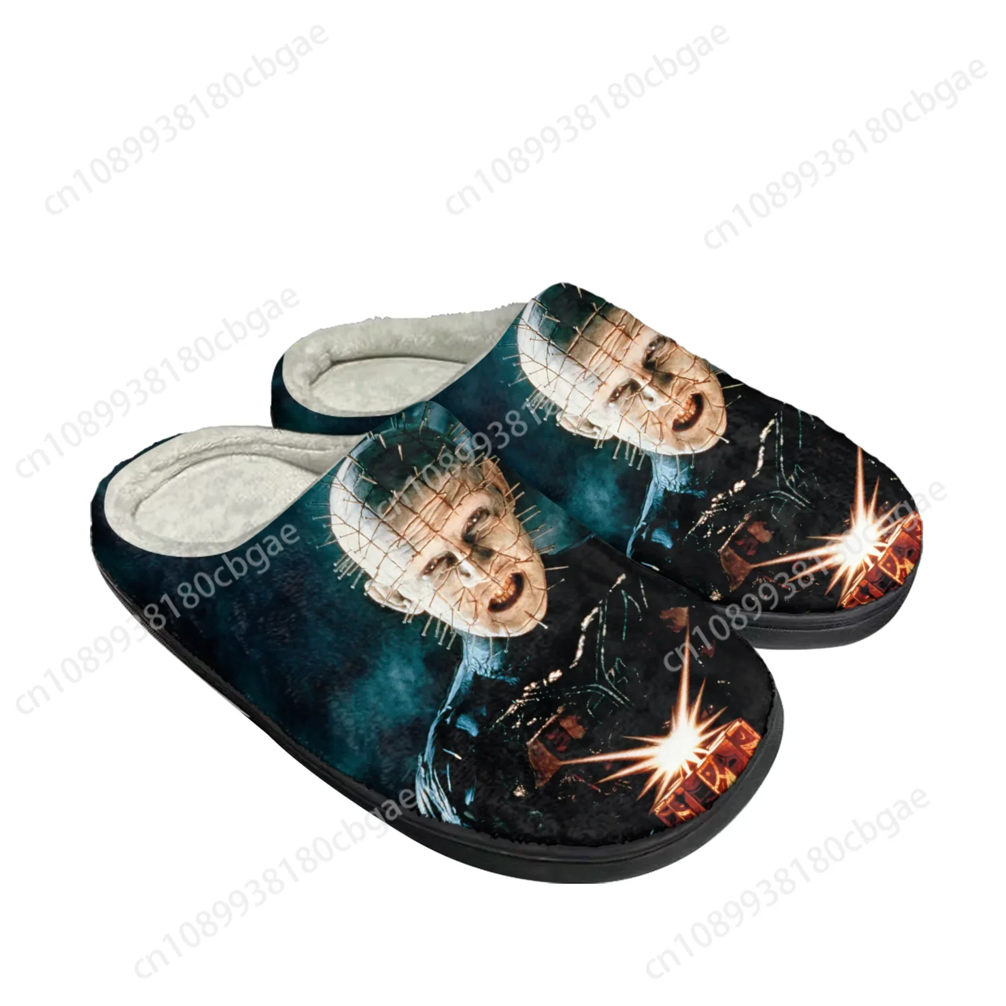 Hellraiser Movie Pinhead Halloween Home Cotton Custom Slippers Mens Womens Sandals Plush Keep Warm Shoes Couple Thermal Slipper