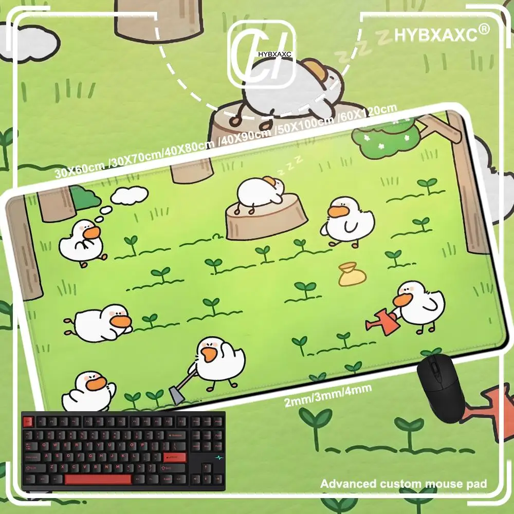 Rubber Duckies Desk Mat Lofi Ducks Desk Pad Green Plants Mousepad Kawaii Girly Desk Topper Cute Laptop Mat Bath Time Play Mat