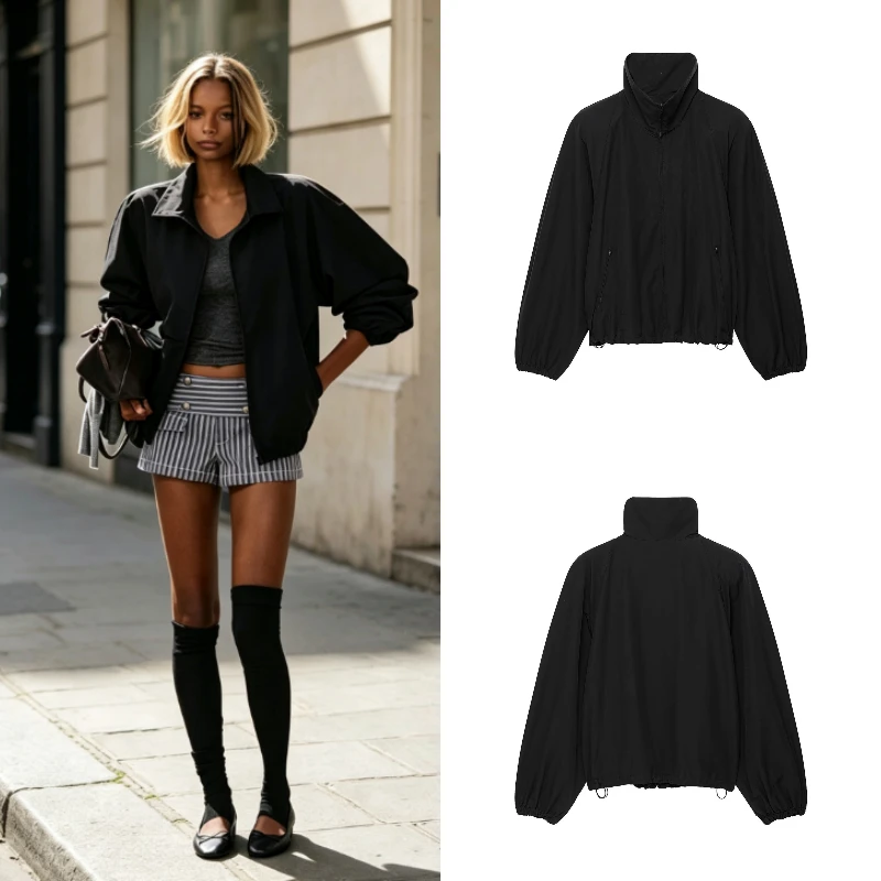 Women's Jacket 2026 Fall European New Style Standard Fit Pocket Zipper Elegant Outdoor Multi-Functional Coat