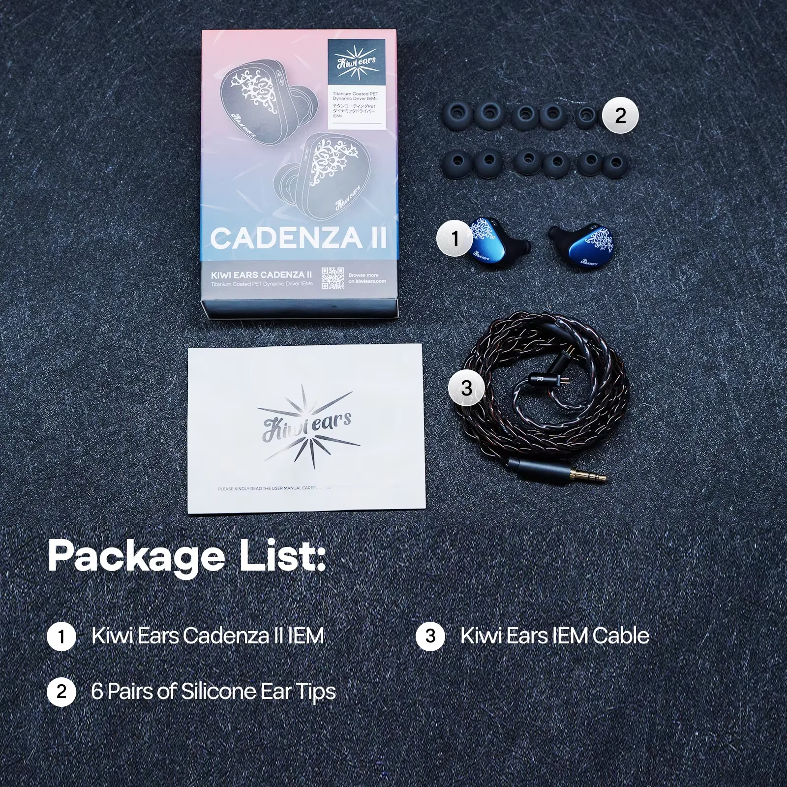 Słuchawki douszne Kiwi Ears Cadenza II IEM 10mm Titanium DD Hifi z delikatną, zrównoważoną modyfikacją dźwięku — zdjęcie produktu 6