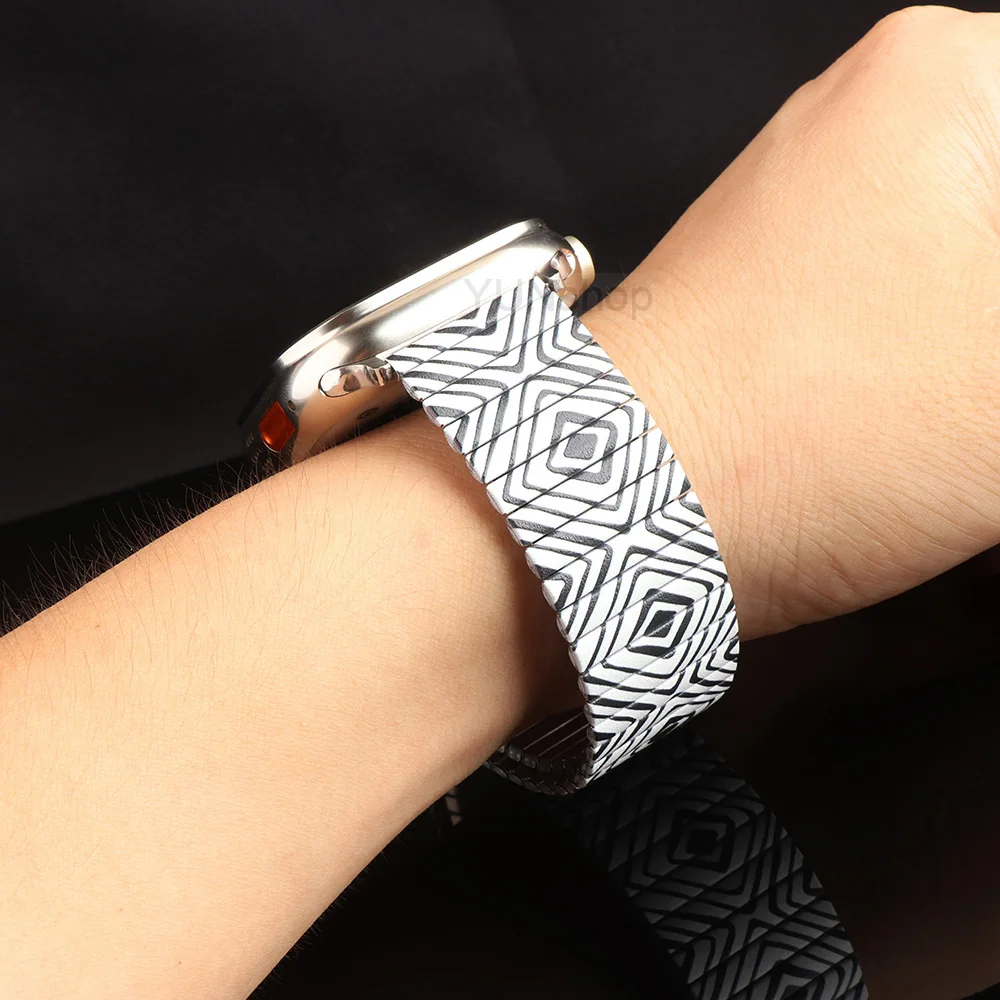 Elastic Color Strap for iWatch Ultra 2 1 49mm 9 8 7 45mm Luxury Stainless Steel Band for Apple Watch Series 6 5 4 3 Se 44mm 42mm
