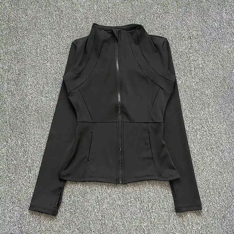 معطف رياضي يوجا احترافي سريع الجفاف للنساء؛ قميص جري بسحاب للصالة الرياضية؛ بدلة يوجا بأكمام طويلة لخريف وشتاء #3