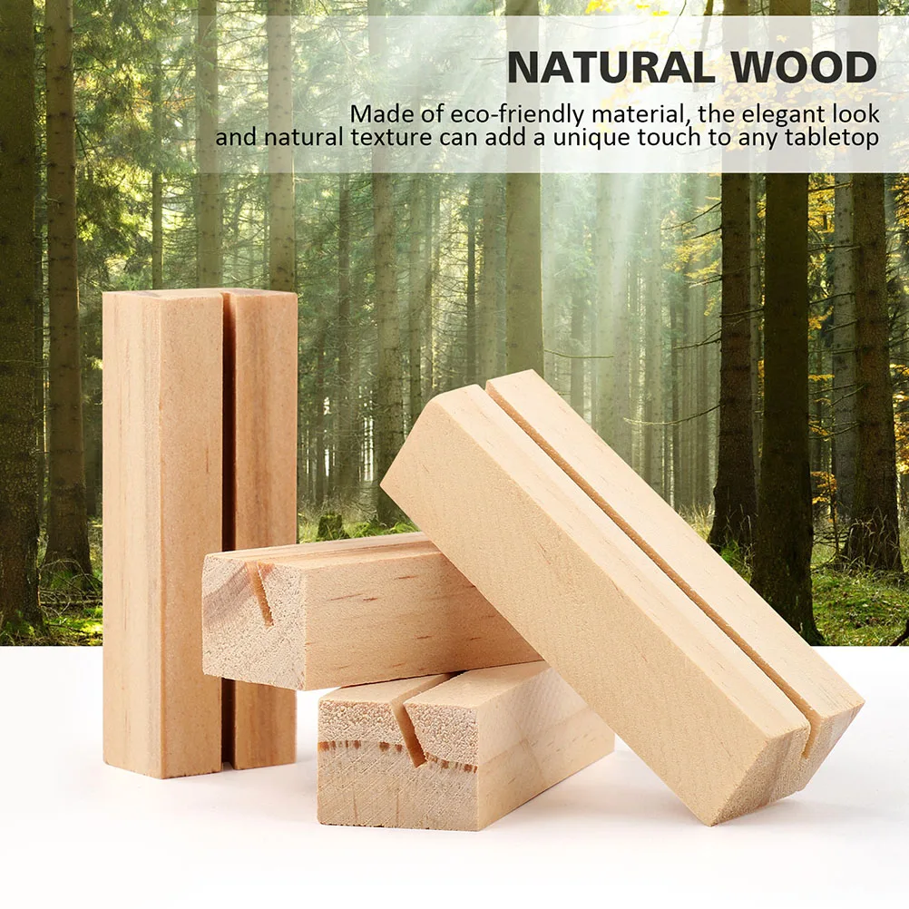 

12 Pcs Wooden Card Holder Rectangular Stand Flat Base Photo Display Memo Table Cards Seating Card Stand Banquet Decor