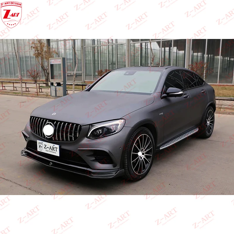 Z-ART GLC Carbon Fiber Front Lip + Front Flap for Mercedes GLC Coupe 2016-2019 Front Spoiler for GLC Coupe Carbon Front Chin