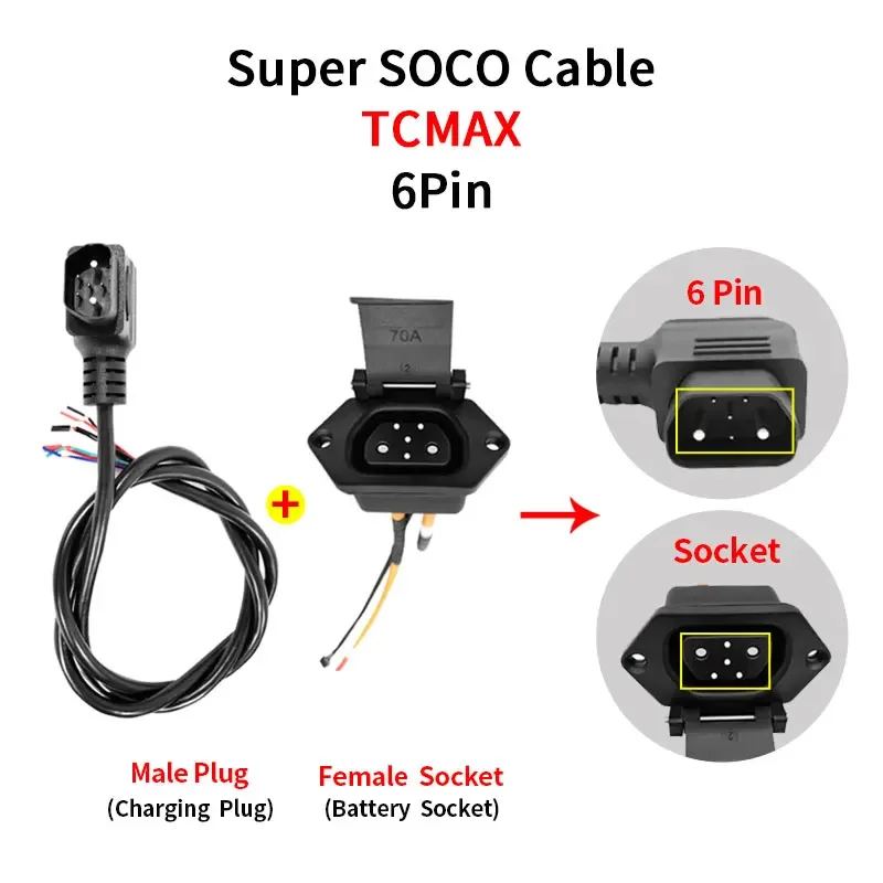 For Super SOCO TC Max Original Battery Accessories Body Charging Plug Battery Socket Cable Charge Discharge Wire Female Header