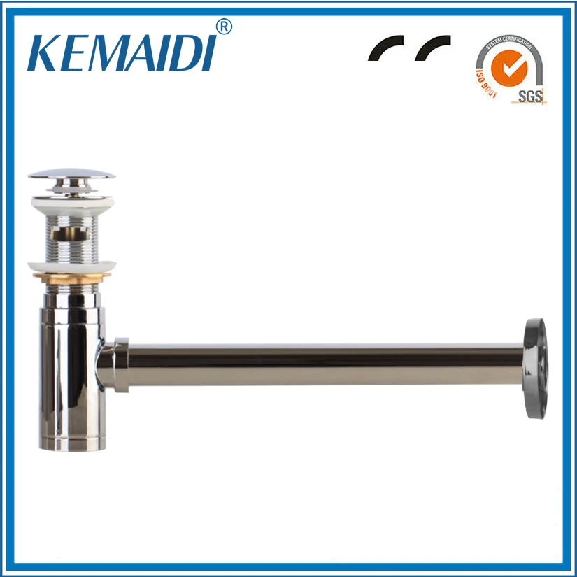 KEMAIDI Bottle Traps Pop up Basin Waste Drain Basin Faucet P-Traps Waste Pipe Into The Wall Drainage Plumbing Tube