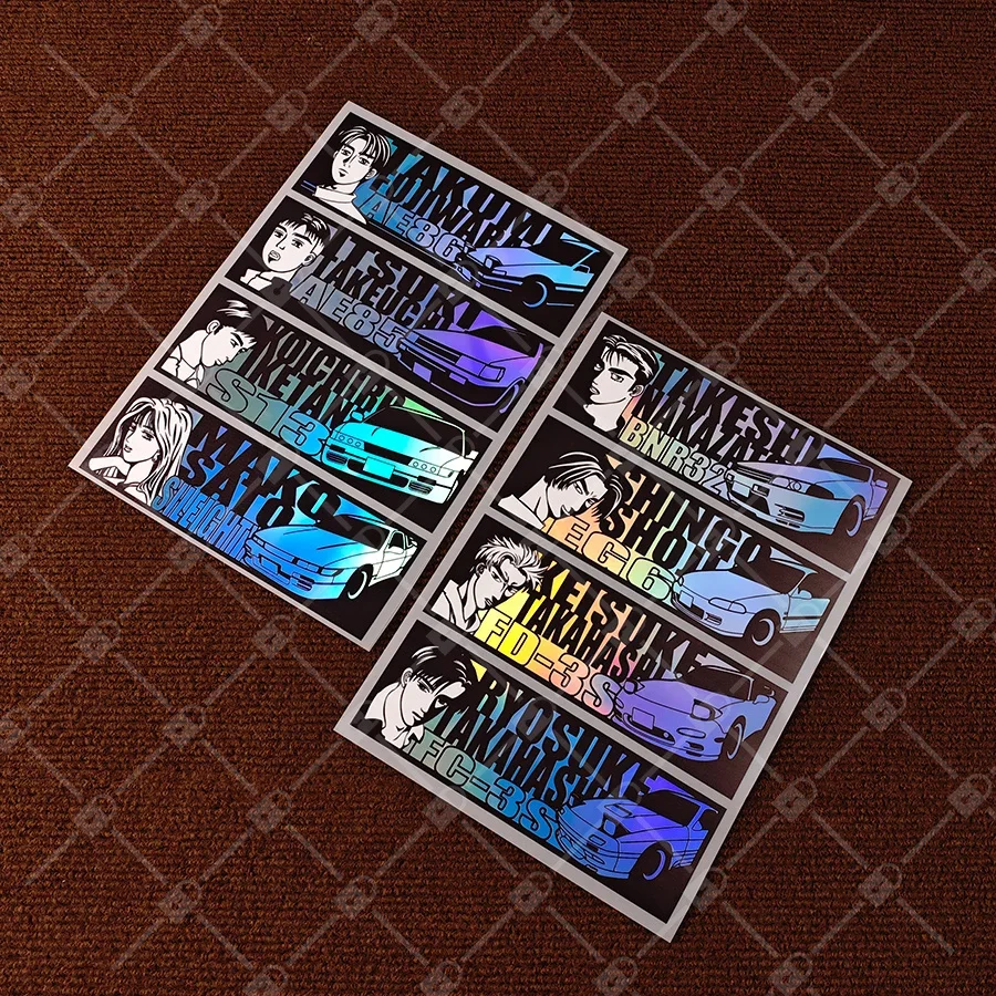 Initial D AE86 Takumi Fujiwara Sticker Set 8PCS, Waterproof UV Resistant Vinyl Decals for Car Motorcycle Laptop JDM Decor
