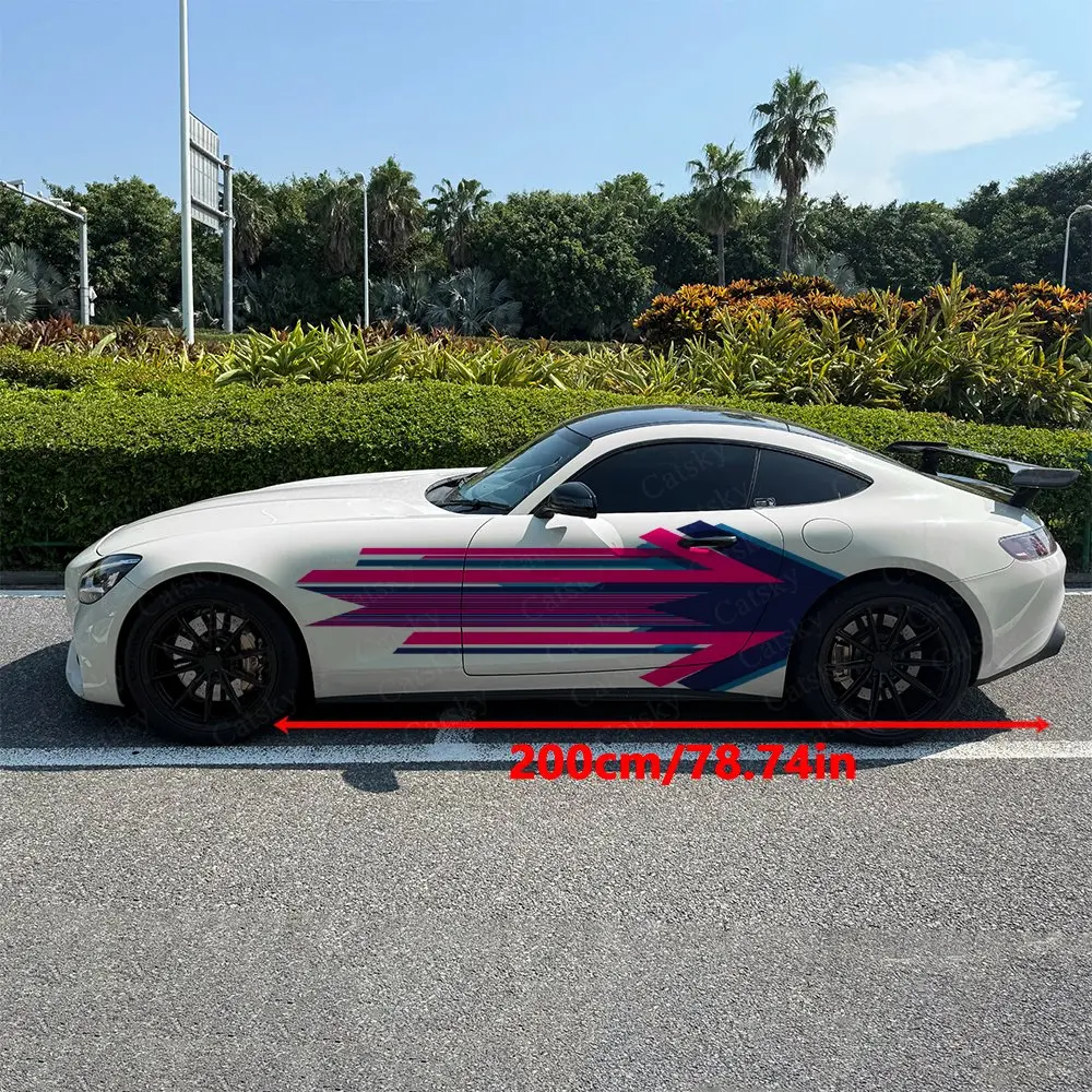 2PCS Trendy Color Block Arrow Car Side Wraps, Self-Adhesive PVC Waterproof & Scratch-Resistant Stickers, Car Accessory Gift