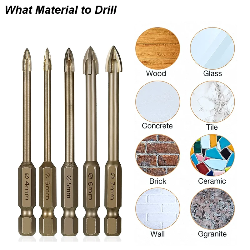 Masonry Concrete Drill Bits For Glass Ceramic Tile Brick Plastic Wood Mason Hard Alloy Wall Hole Opener Hex Shank 3mm To 12mm