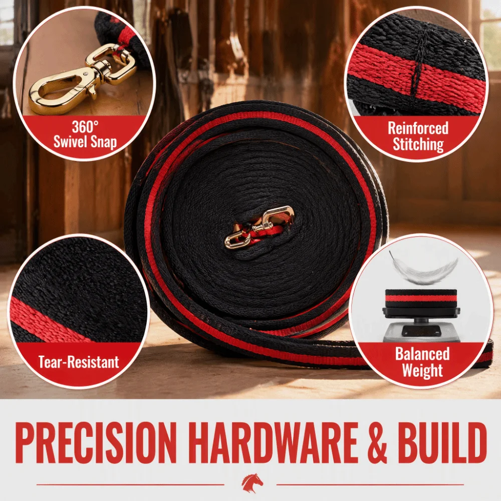 Random Color Horse Lunge Line High Tensile Polyester Horse Training Rope 8.7yd Length Swivel Snap Horse Lunge Rope