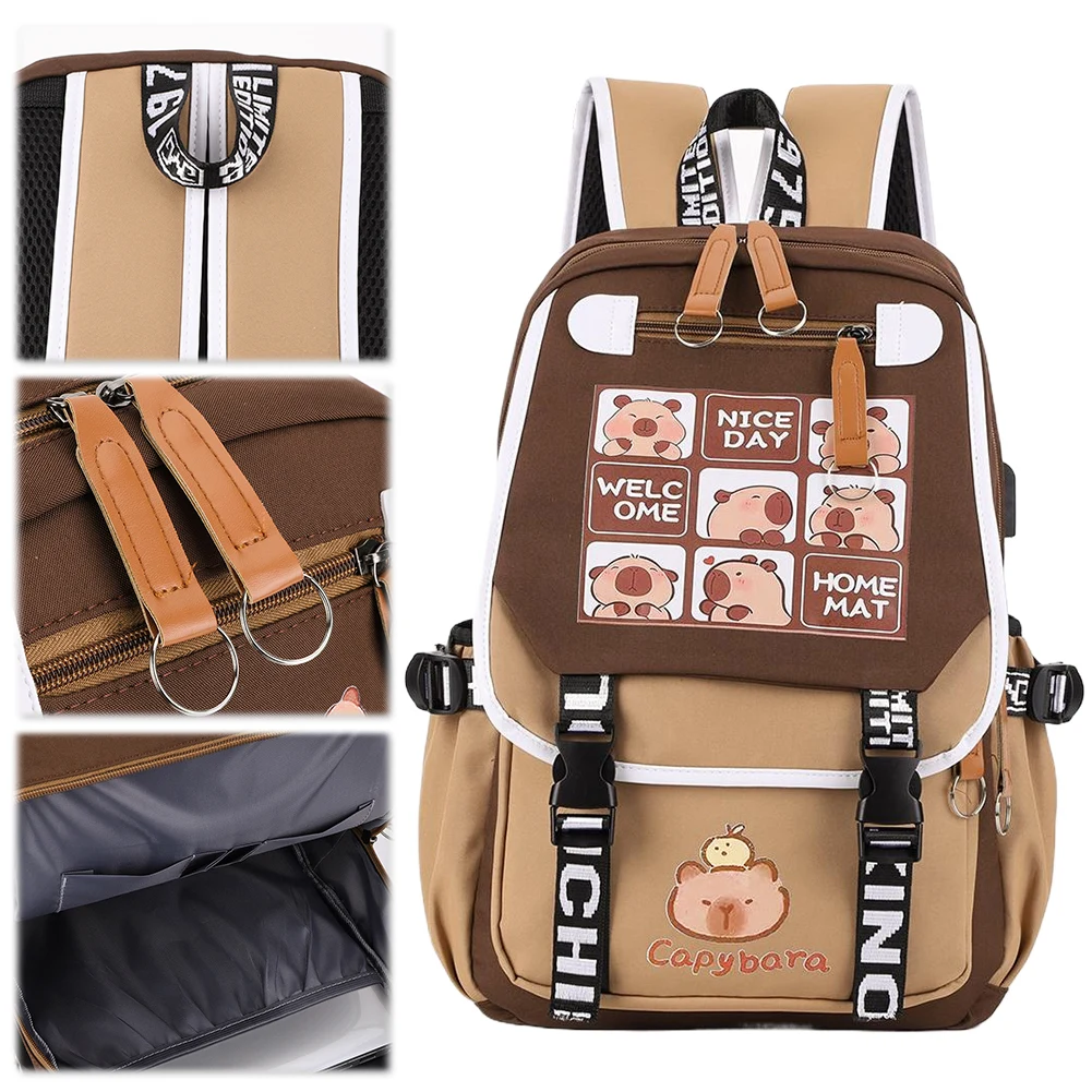 

Дорожный рюкзак Capybara с регулируемыми ремнями для девочек и мальчиков, школьная сумка с 1 основным отделением, сумка для школы, подарки для любителей капибары