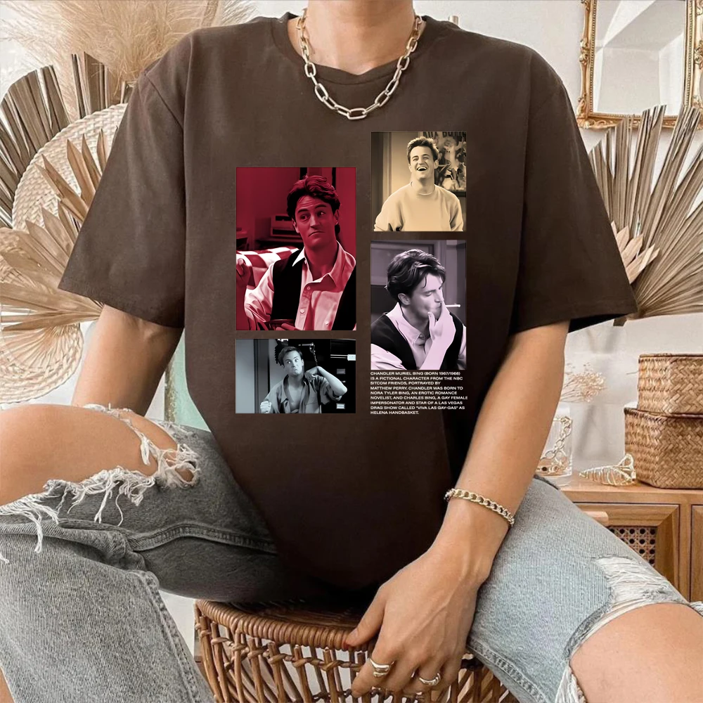 Friends TV Show T-Shirt Chandler Bing Grafik T-Shirt Honoring Matthew Perry Hommage T-Shirt Retro 90er Baggy Boyfriend Shirt Vintage Tops