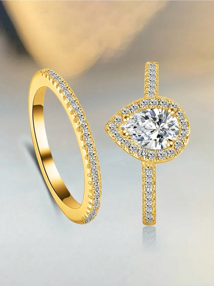 Women's 925 Sterling Silver Classic Water-Drop Zircon Ring