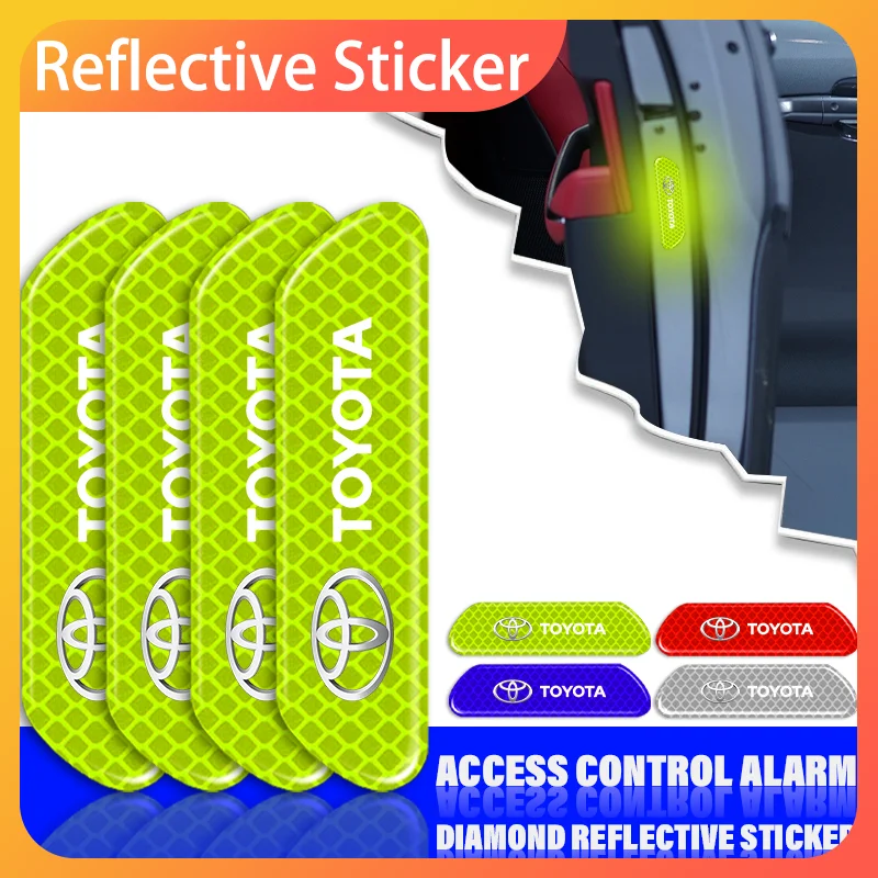 

4pcs Car Door Reflective Strips security Warning Stickers For Toyota Prius Avensis Rav4 Auris Yaris Verso Land Cruiser Highland