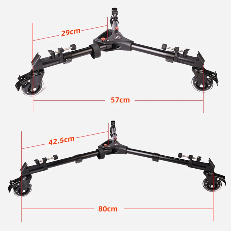 COMAN DF2 Portable Tripod Dolly Quick Moving Tripod Light Stand For Vlog Video Recording Camera Fill Light With Rubber Wheels