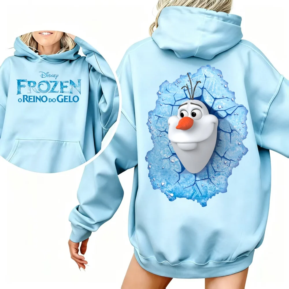 ディズニー アナと雪の女王 オラフ プリント レディース 冬服 パーカー スウェットシャツ フード付き 暖かい プルオーバー オーバーサイズ パーカー Y2k ファッション ストリート