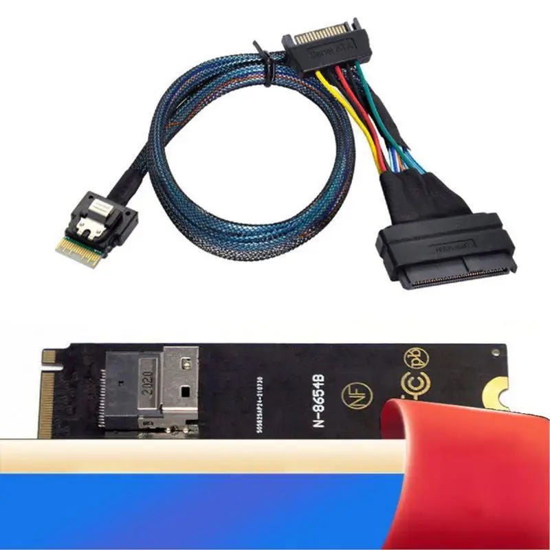 

Адаптер NGFF M-Key NVME To SFF-8654 Slimline SAS Card и U.2 U2 SFF-8639 NVME Pcie SSD-кабель 50 см для материнской платы SSD-X62A