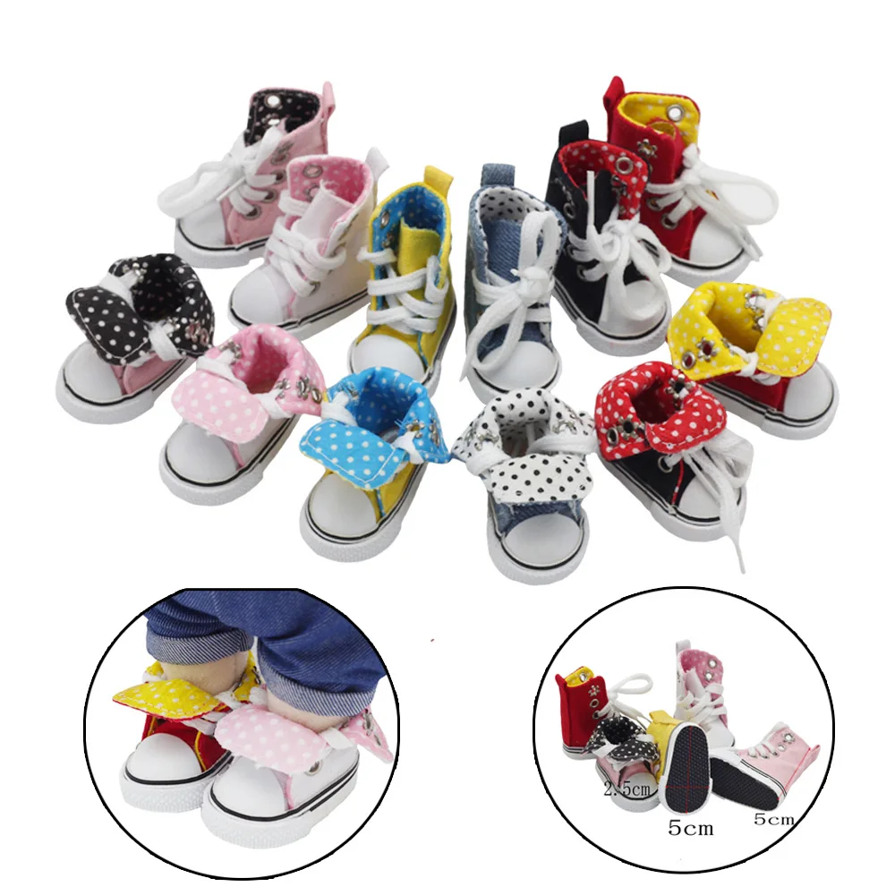 1/6 BJD Doll Fashion Leisure Canvas Shoes Blyth Pretend Play DIY Handmade Dolls Clothes Accessories Miniature Toys 1 Pair 5cm