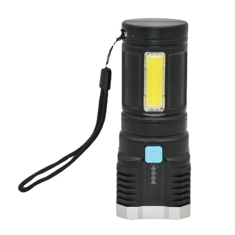 Outdoor 4-LED Super Bright Flashlight, Rechargeable Searchlight with Power Display, Long-Lasting for Home & Emergency Use