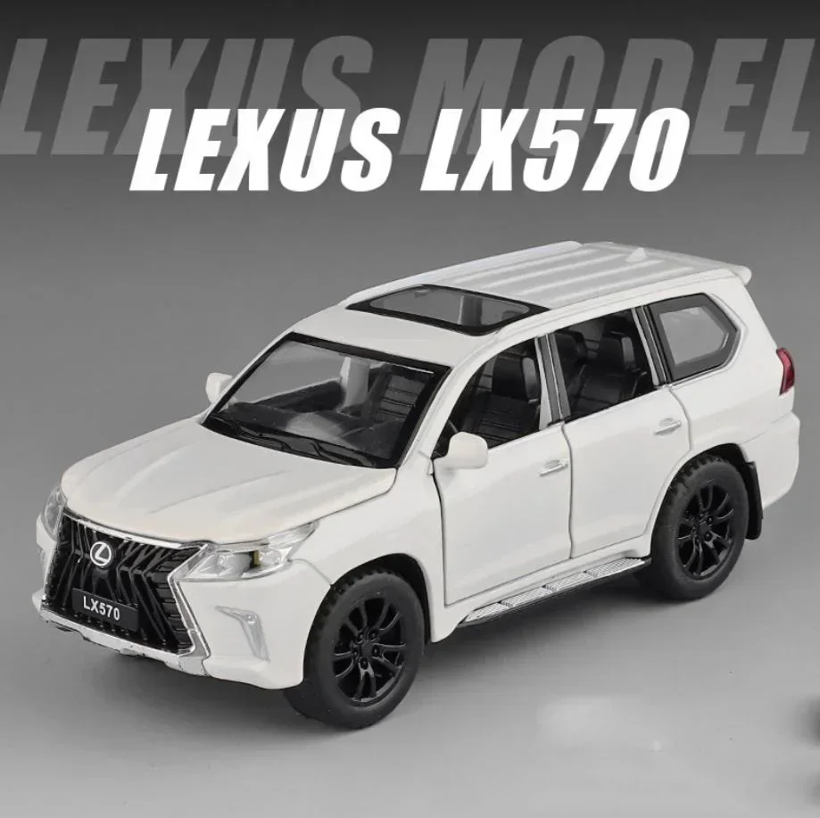 1:32 skala koła odlewany samochód toyota suv LEXUS lx570 metalowy model ze światłem i dźwiękiem wycofać kolekcja zabawek na prezent dla chłopca