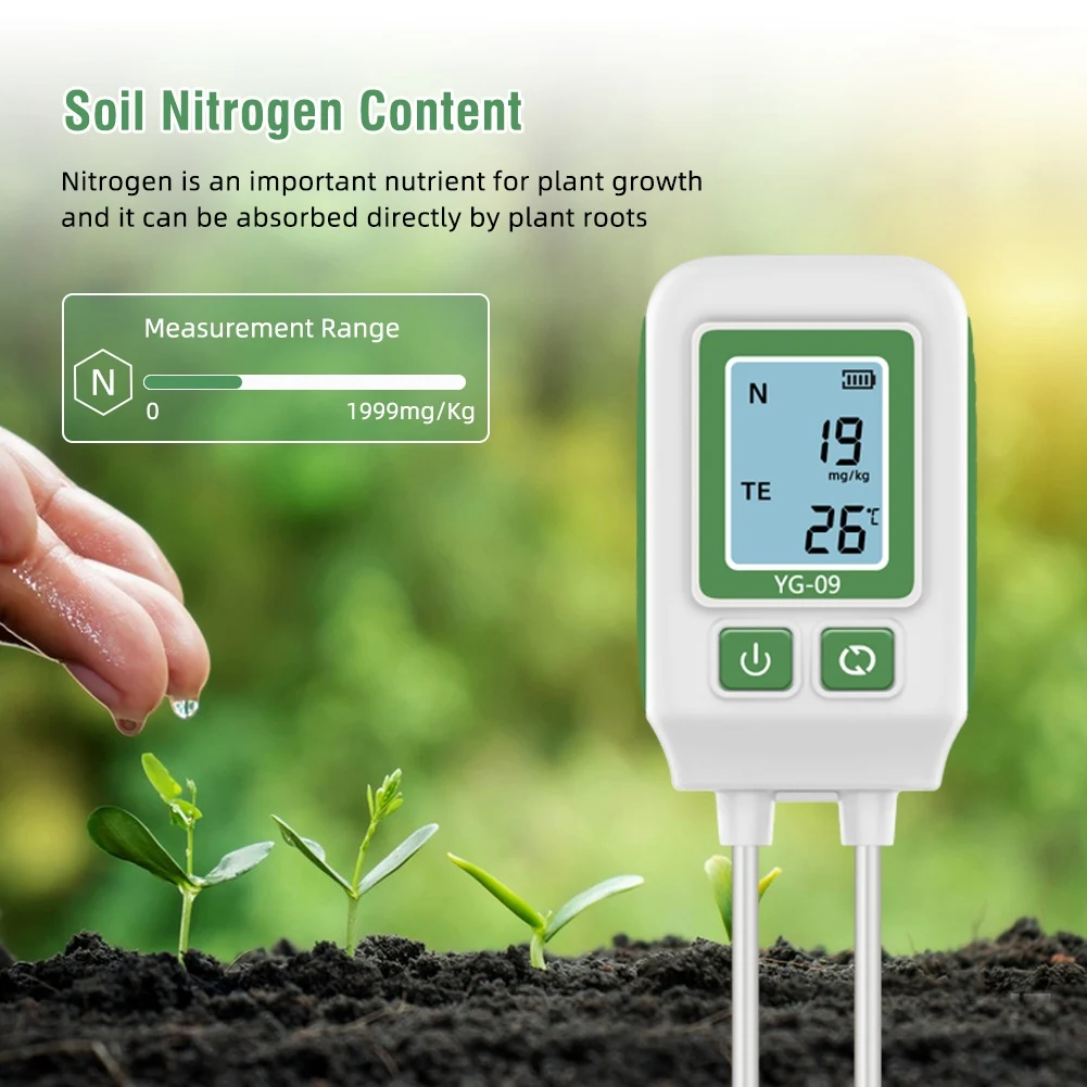 AT05-3 In 1 Digital LCD Soil Tester Dual Probe High Precision Soil Nitrogen Potassium Phosphorus Detector Portable For Garden