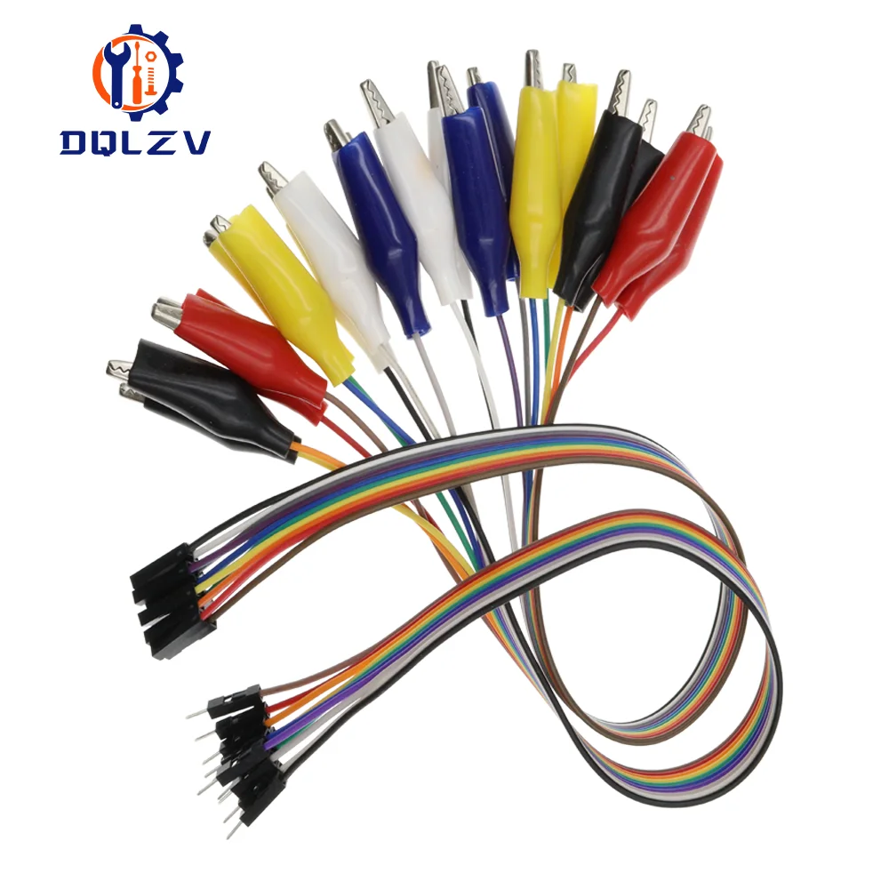 Diymore-pinza de cocodrilo a cable Dupont para Arduino Raspberry Pi, cable de 10 pines macho, cable de prueba hembra