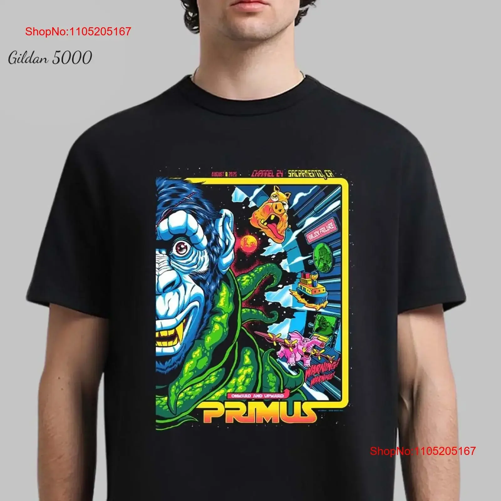 Primus Sacramento California 2025 Night 2 Venue Poster Onward And Upward T Shirt vintage Washed Top For Everyday Wear Stretched