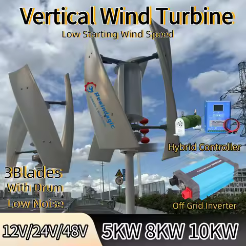Wind Energy Power 10KW 8KW 24V 48V Vertical Wind Turbine 3Phase Alternator Permanent Magnet Generator Off Grid System For Home
