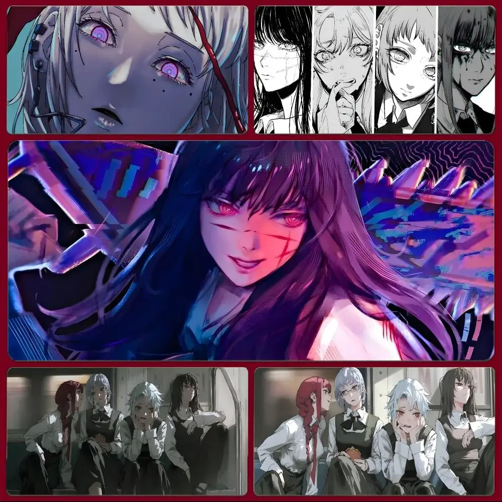 Anime Character Chainsaw Man Death Devil Mouse Pad Large Gaming Mousepad with Stitched Edges Thickened Desk Mat PC