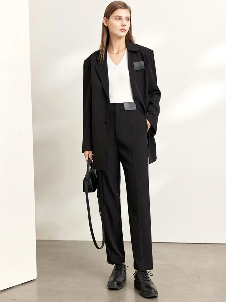 AMII Minimalism Office Lady Women Jacket Coat 2022 Autumn Notched Blazer Casual Ankle-length Pants Female Clothing 12230289