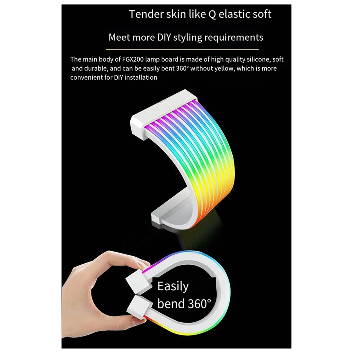 AT87-FGX300 Neon Line Motherboard Graphics Card Luminous Power Supply Line ARGB Neon Line Rainbow Luminous Line