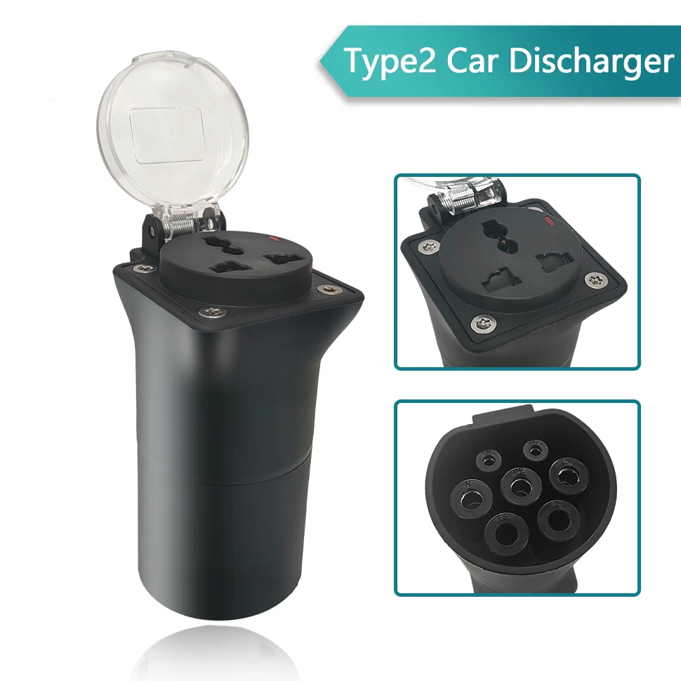 TAYSLA Type2 Car Discharge Adapter Vehicle to Load V2L Discharger Adaptor for MG ZS MG4 MG5 BYD Kia Hyundai Car Accessories