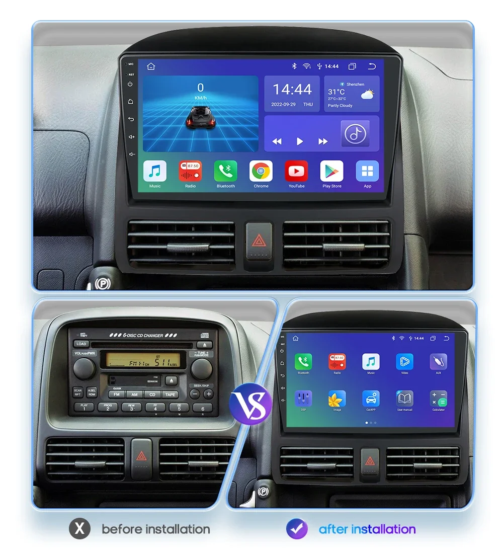 Car Intelligent Systems Carplay Android Auto Radio for Honda CR-V 2 CRV 2001-2006 AutoRadio Car Multimedia Player GPS Stereo DSP