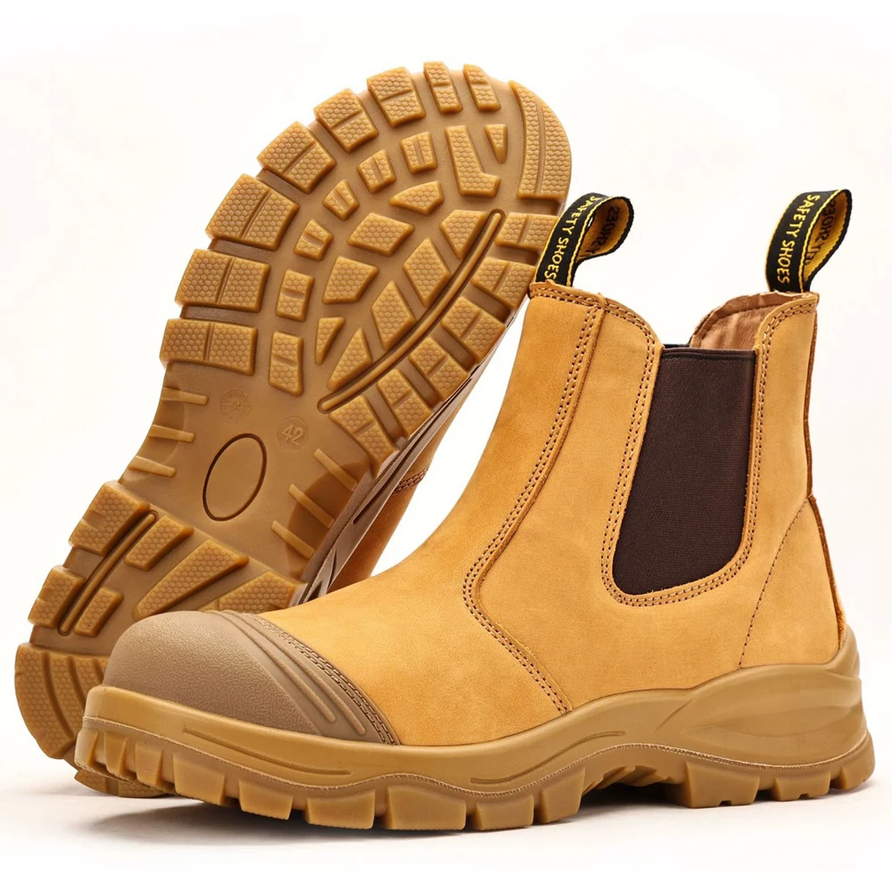 Genuine Leather Chelsea Boots Protection Shoes Men Work Boots Anti-Smash Safety Shoes Anti Puncture Indestructible Shoes Size 48