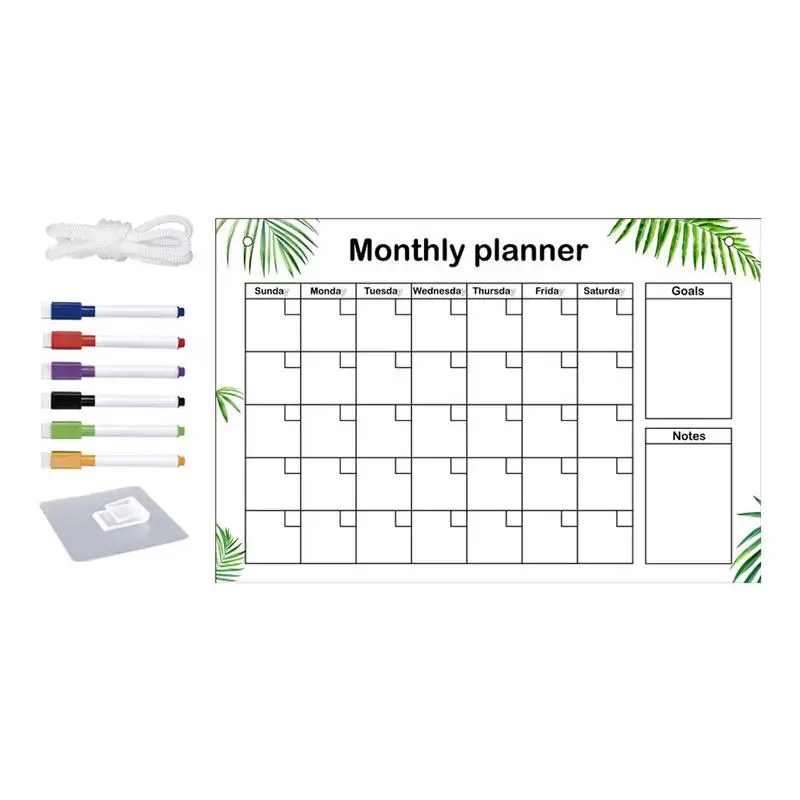 Imagem -04 - Calendário Mensal Whiteboard com Canetas Placa Transparente Acrílico Apagável Quadro Suspenso Planner Mensal Notepad