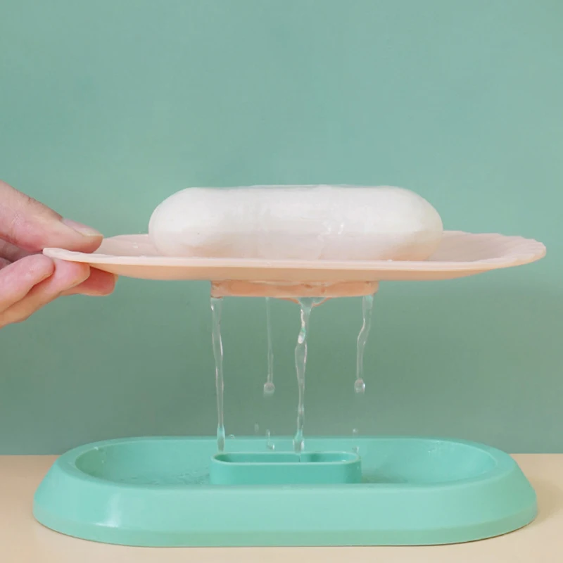 1 pz portasapone in plastica a doppio strato con drenaggio-durevole, Design antiscivolo, multiuso per bagno e cucina